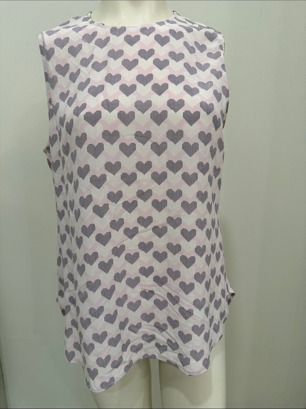 Equipment silk Sleeveless blouse Heart Print Tank Top Pink & purple work wear M
